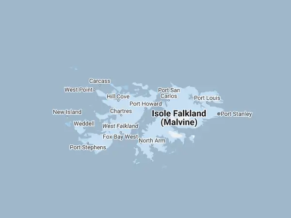 Mappa: Isole Falkland (Isole Malvine)